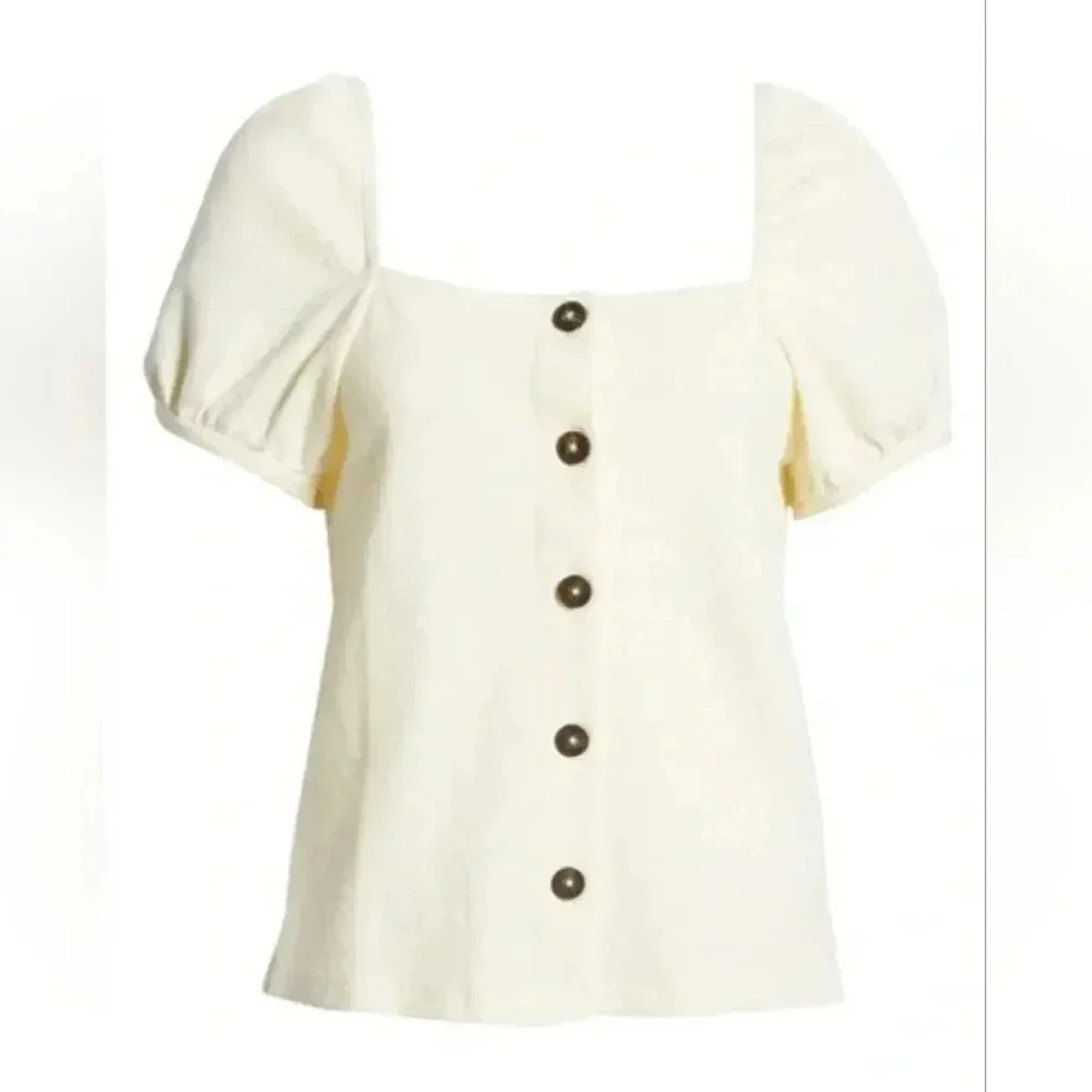 Madewell SQUARE NECK PUFF SLEEVED TOP Size XS